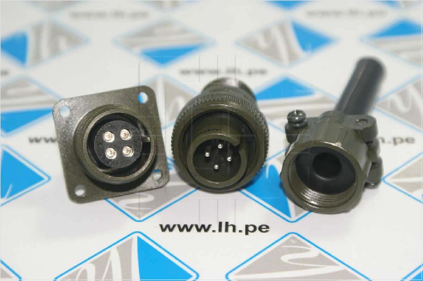 DS3106A14S-2P DS3102A14S-2S              Jgo Conector redondo, 4 pines, hembra chasis y macho aéreo; Marca: Amphenol 