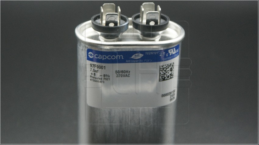 97F9001          Condensador metalizado 7.5uF, 370V, 6%; Marca: Capcom