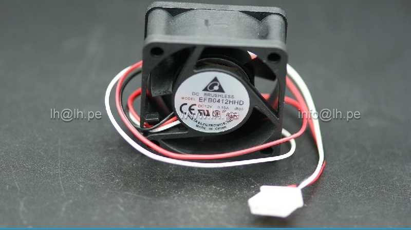 EFB0412HHD R00                                   Ventilador DC, axial 12VDC, 0.15A, 40x40x20mm, con salida con 3 cables y conector, DELTA