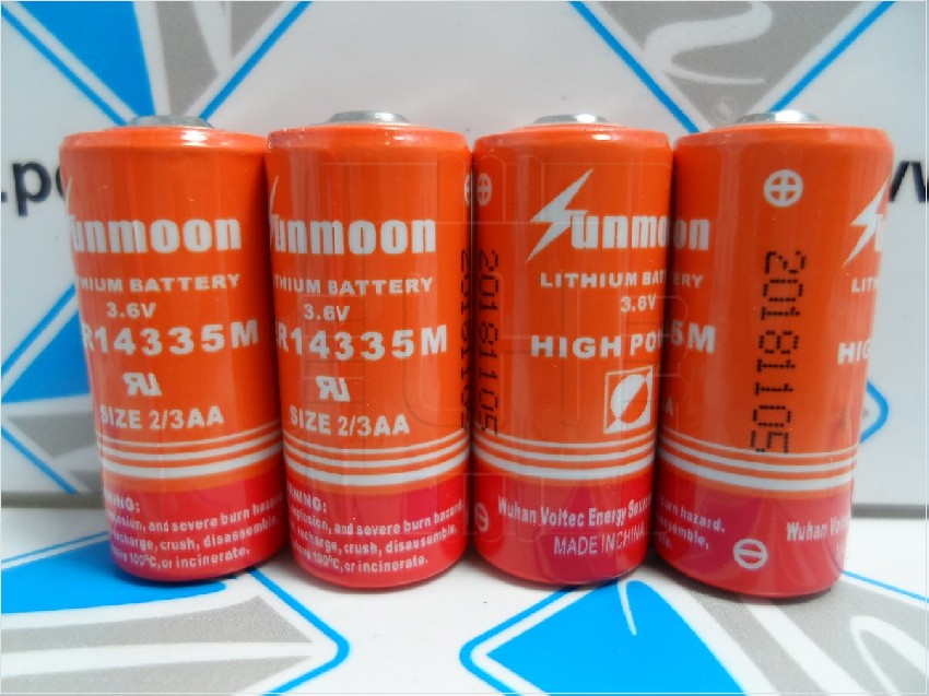 ER14335M             Batería de litio cilíndrica Li/Socl2 con alta potencia 3.6V Er14335m 1300mAh