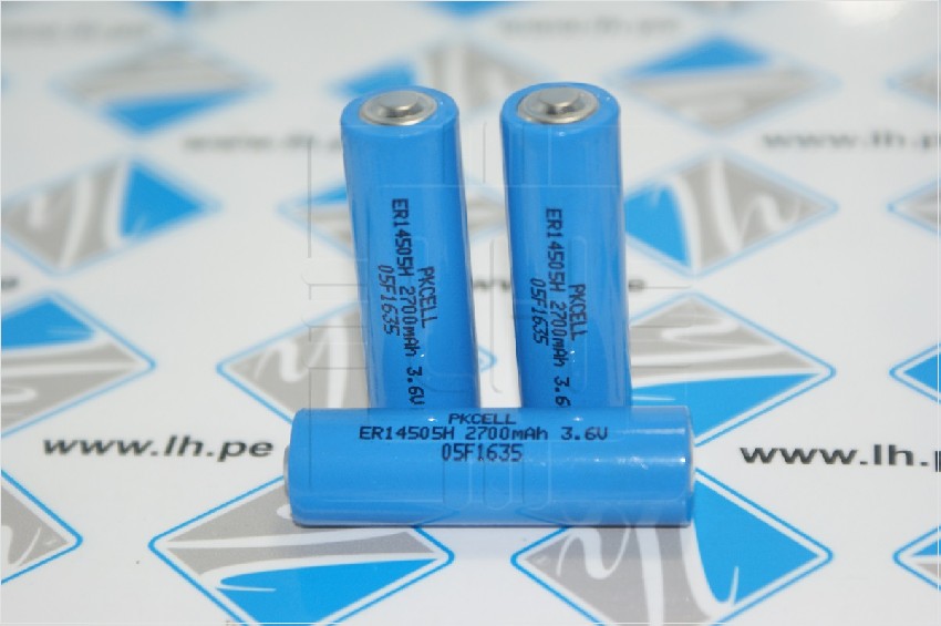 ER14505H             Batería Lithium Industrial AA, 3.6V, 2700mAh, marca PKCELL