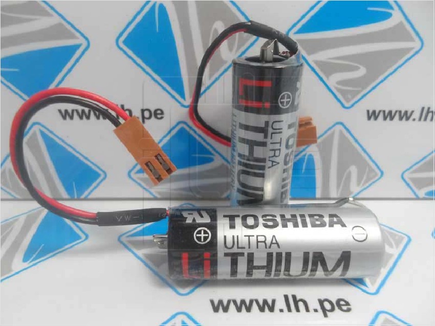 ER17500V/3.6V       Batería Lithium 3.6V, 2700mAh, con cable y conector marrón, marca Toshiba