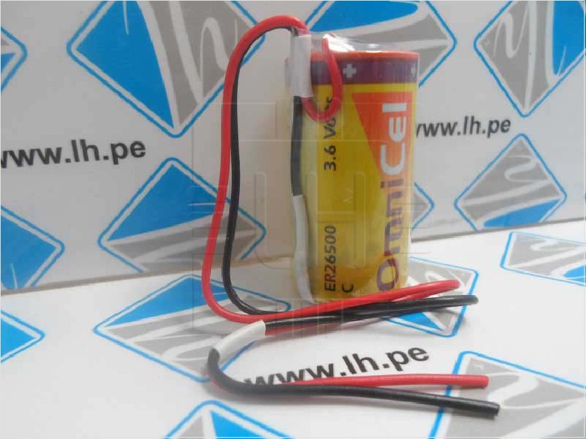 ER26500-W      Bateria Lithium 3.6V, 8500mAh, Size: C,  con salida de cables,  Thionyl Chloride (Li-SOCI2) Battery