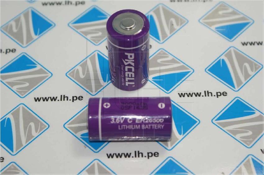 ER26500              Batería Lithium Size C, 3.6V, 9000mAh (LI SOCL2), marca PKCELL