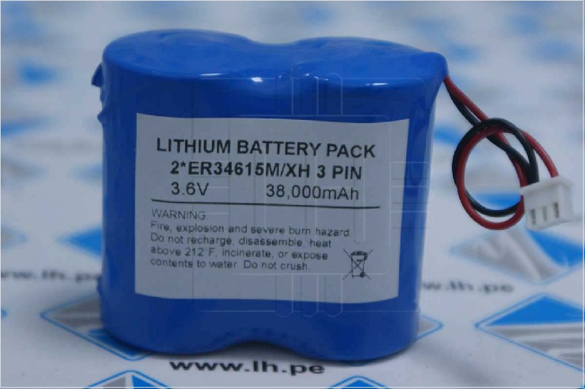 2*ER34615 M/XH 3PIN                 Pack de Batería Lithium 3.6V; 38,000mAh, con  cable; conector de 3 pines 