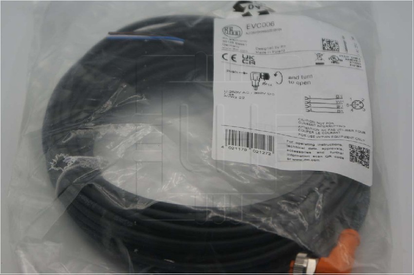 EVC006                     Conector hembra de 90°C, M12, 5 Pines, con cable 10m