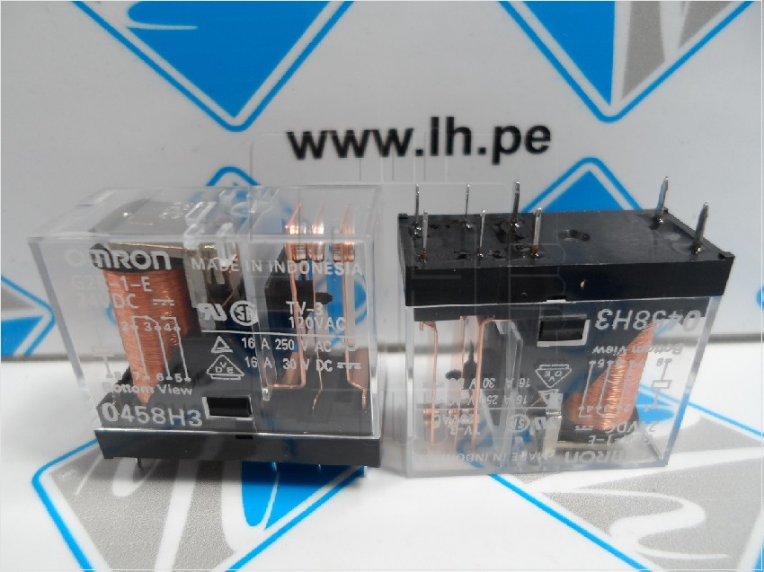 G2R-1-E 24VDC      Relay electromagnético, SPDT, Bobina 24VDC, 8 pines, 16A/250V