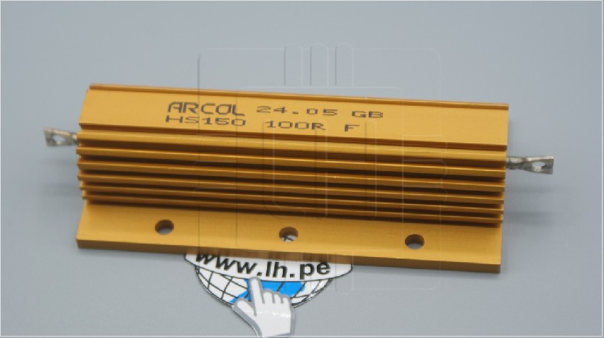 HS150 100R F                      Resistor bobinado, atornillado, 100Ω, 150W, ±1%, Arcol