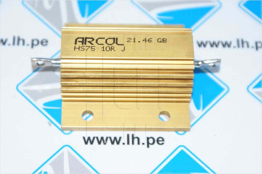 HS75 10R J               Resistencia Axial, Bobinado, 10Ω, 75W, ±5%, montaje en panel