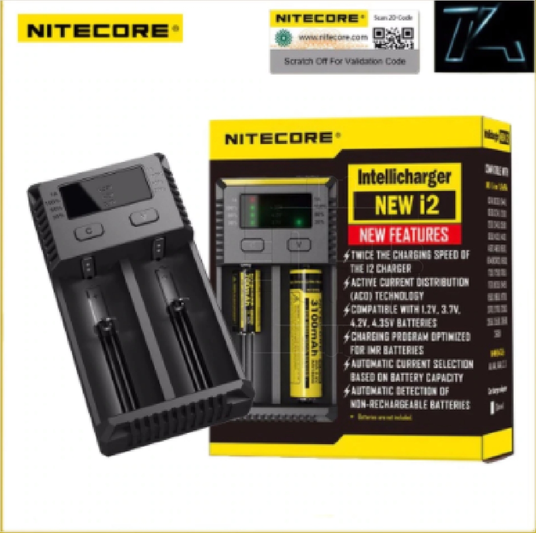 Intellicharger i2          Nitecore-Cargador de batería para teléfono móvil, dispositivo de carga inteligente i2 Nitecore para 16340 CR123A 10440 AA AAA 14500 18650 26650, 22650, 17670