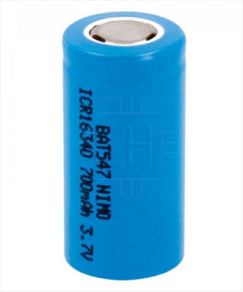 ICR16340                 Batería recargable Li-Ion, 16340, 3.7V, 700mAh, 16x36mm