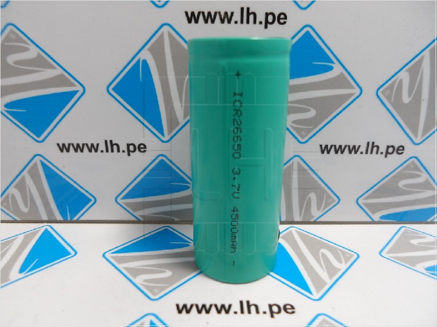 ICR26650       Batería Li-Ion 26650, 3.7V, 4500mAh, 26.6x69.6mm