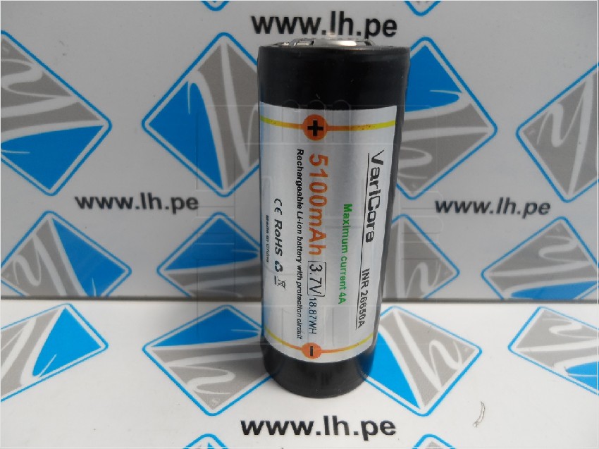 INR 26650A       Batería Li-ion 3.7V, 5100mAh, 26650, 8A, INR26650A