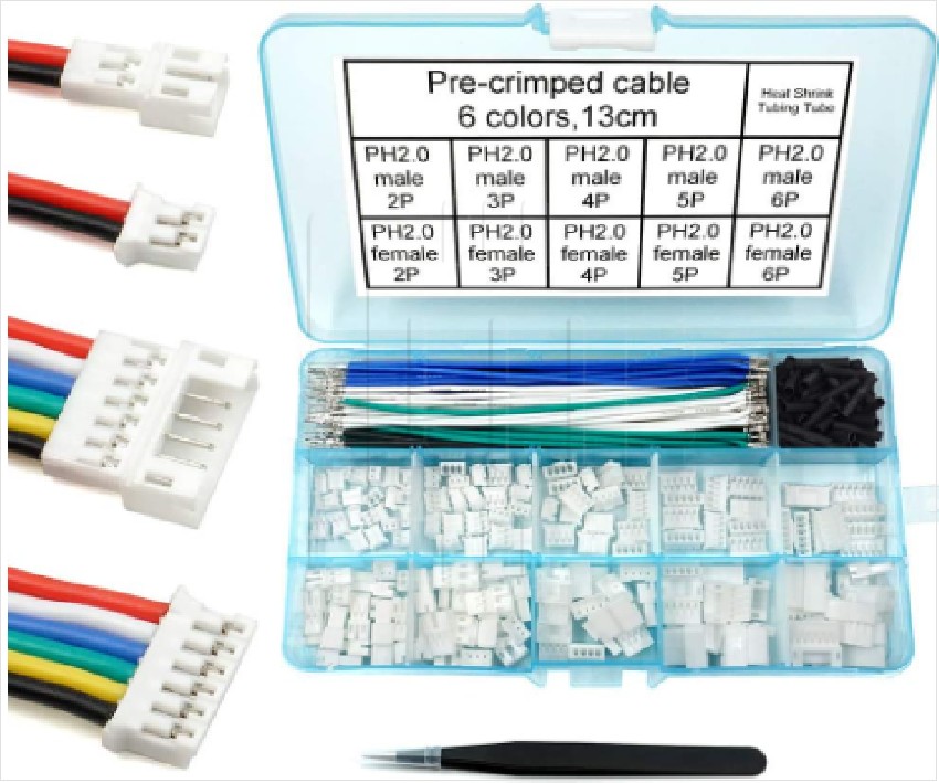 JST-PH 2.0               Kit de cables preengarzados de conector PH 2.0 compatible con JST-PH de 0.079 pulgadas para batería JJRC H36 Blade Inductrix Tiny Whoop Arduino mkr1010 MKR Zero (conector hembra y macho