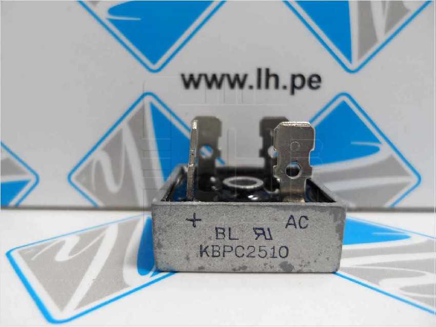 KBPC2510        Diodo puente rectificador 1000V, 25A, max. 400A, THT