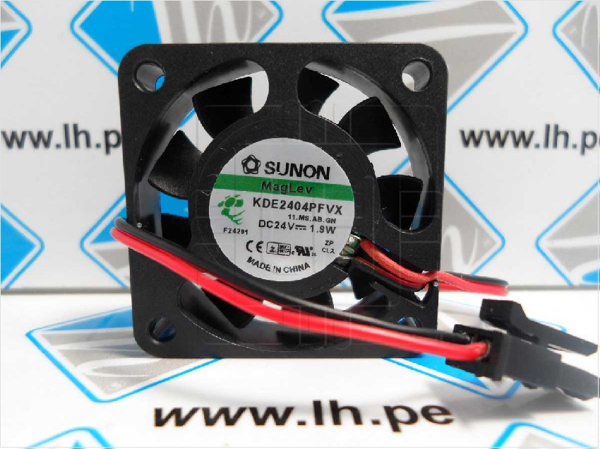 KDE2404PFVX      Fan 24VDC, 1.9 W, 40x40x10mm, con 2 cables y conector