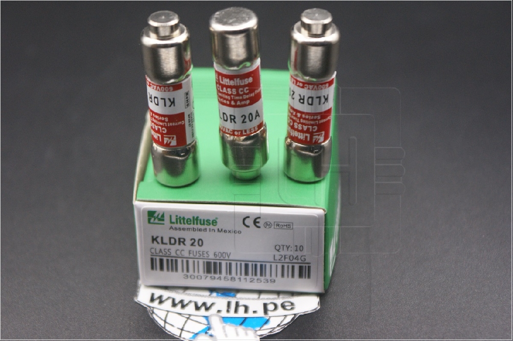 KLDR20                       Fusible Time Delay, Class CC, 20A, 600VAC, 300VDC, marca LittelFuse 