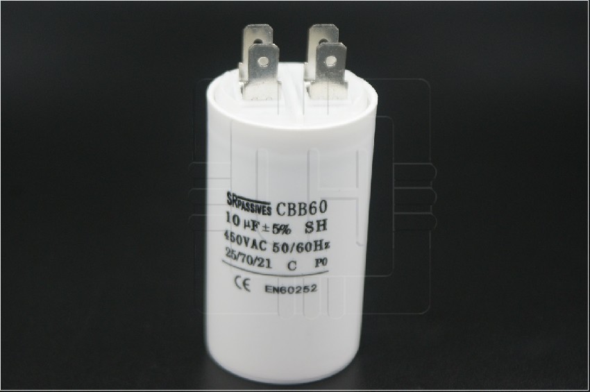 CBB60A-10/450      Condensador para motor de trabajo 10uF, 450V, marca SR Passives