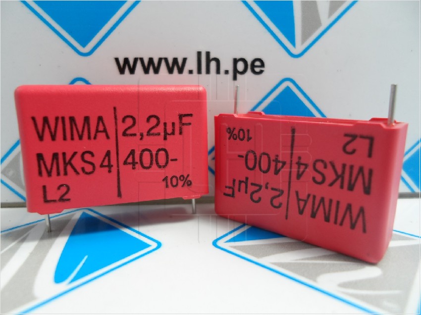 MKS4-2.2uF/400         Condensador de polipropileno 2.2uF, 200VCA, 400VDC, 27.5mm