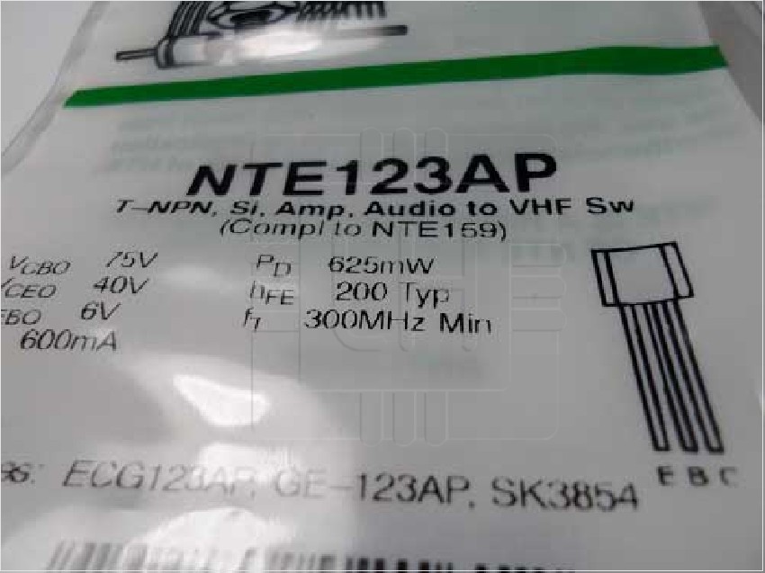 NTE123AP  Transistor  Audio Amplifier Switch Silicon NPN Transis