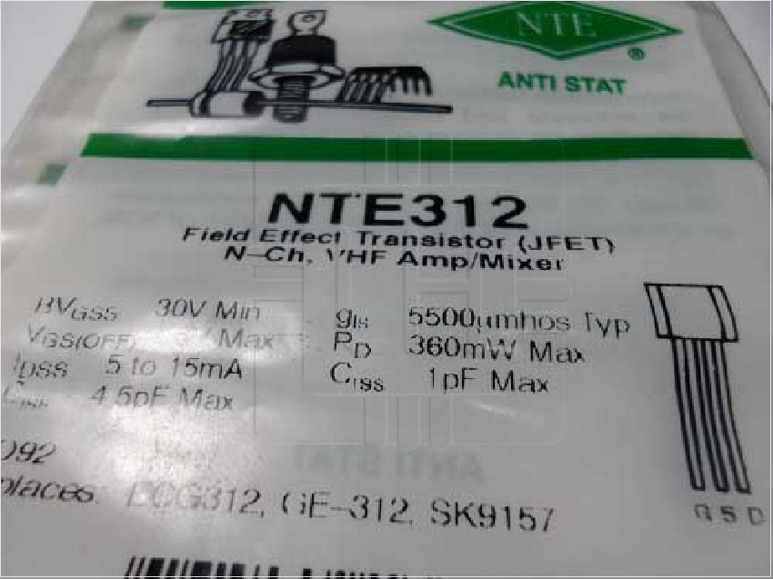 NTE312 is a field effect transistor designed for VHF amplifier a