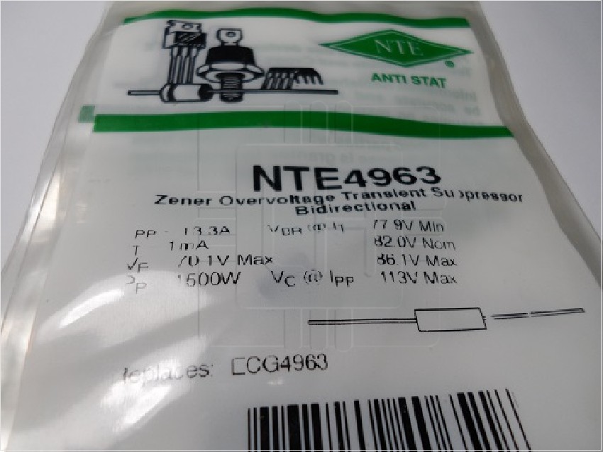 NTE4963 DIODE TRANSIENT SUPPRESSOR BIDIRECTIONAL 1500W VBR=82.00