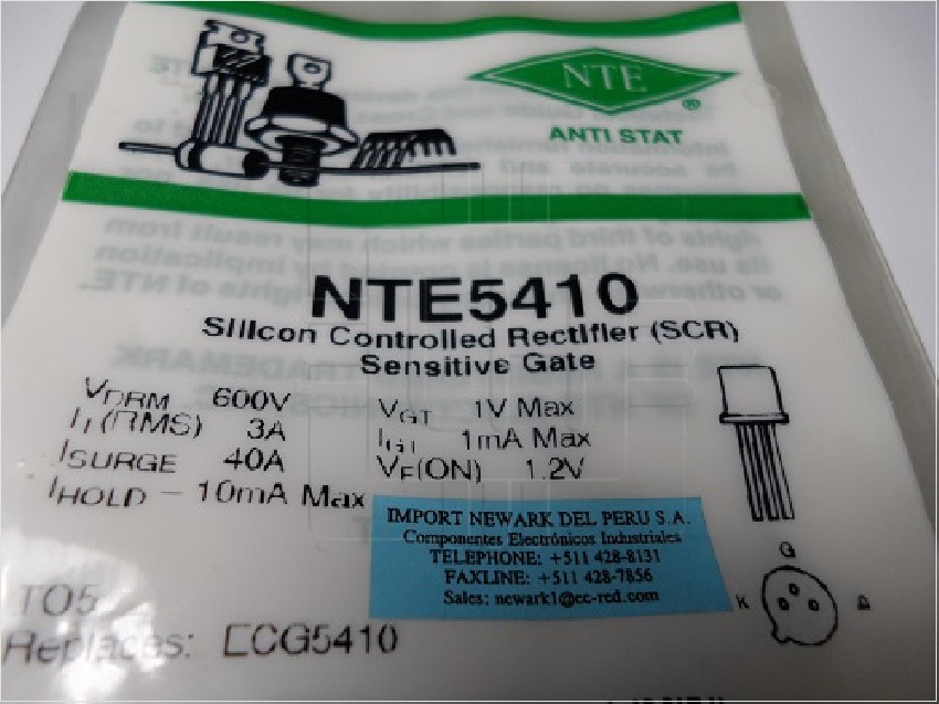 NTE5410      Silicon Controlled Rectifier-600vrm 3a To-5/To-39 Igt=1