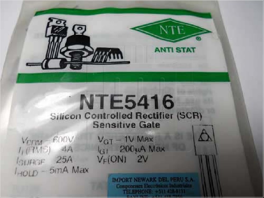 NTE5416  SILICON CONTROLLED RECTIFIER,600V V(DRM),4A I(T),TO-126