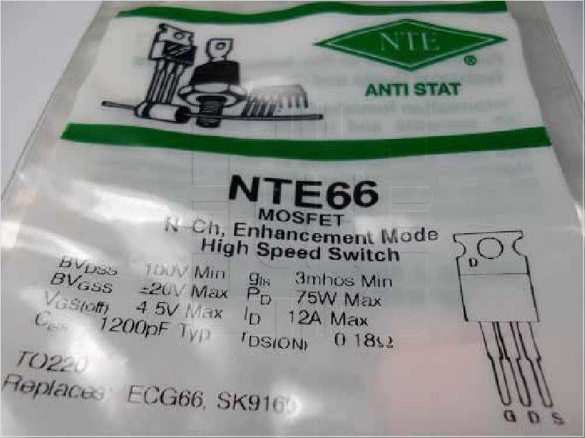 NTE66 MOSFET N - Ch, Enhancement Mode, High Speed Switch. Specif