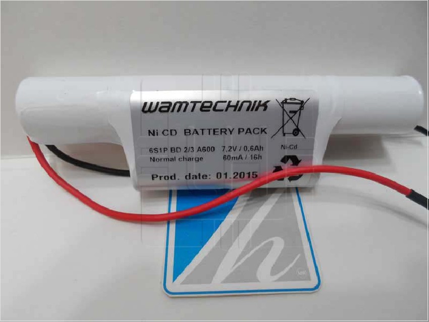 ACCU-2/3A-7.2V        Batería Ni-Cd 7.2V, 2/3A, con 6 células