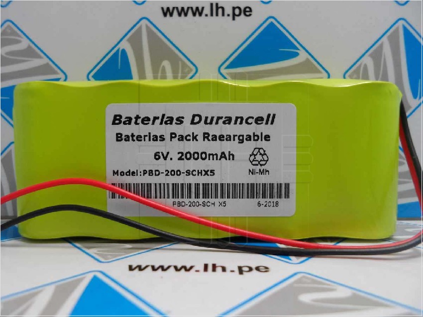 PBD-200-SCH PBD-200-SCHX5        Batería Recargable Ni-MH AA 6V 2000mA para reemplazar BA225030 interior