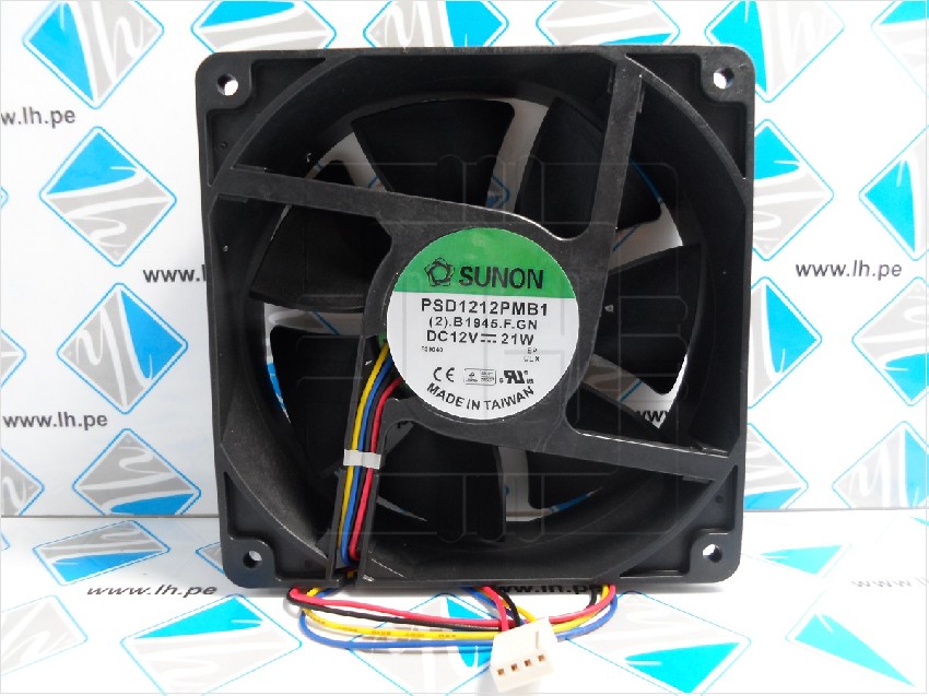 PSD1212PMB1       VENTILADOR DC BRUSHLESS 120x120X38MM 12VDC, CON 4 CABLES Y CONECTOR