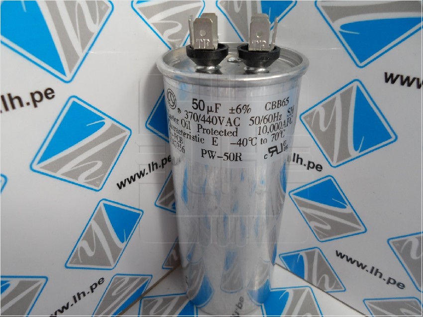 PW-50R      Capacitor redondo para funcionamiento de motores 50uF 370/440VAC