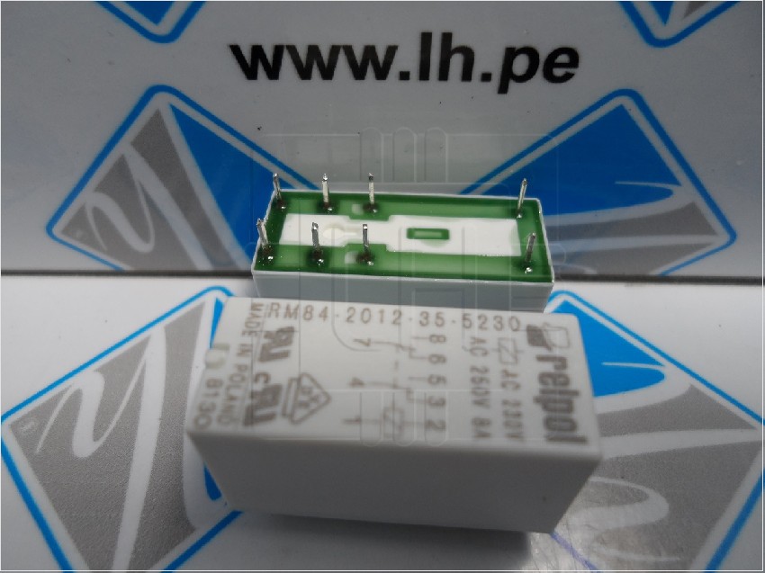 RM84-2012-35-5230      Relay electromagnético, DPDT, Bobina 230VCA, 8 pines, 8A/250VAC, 8A, marca Relpol.