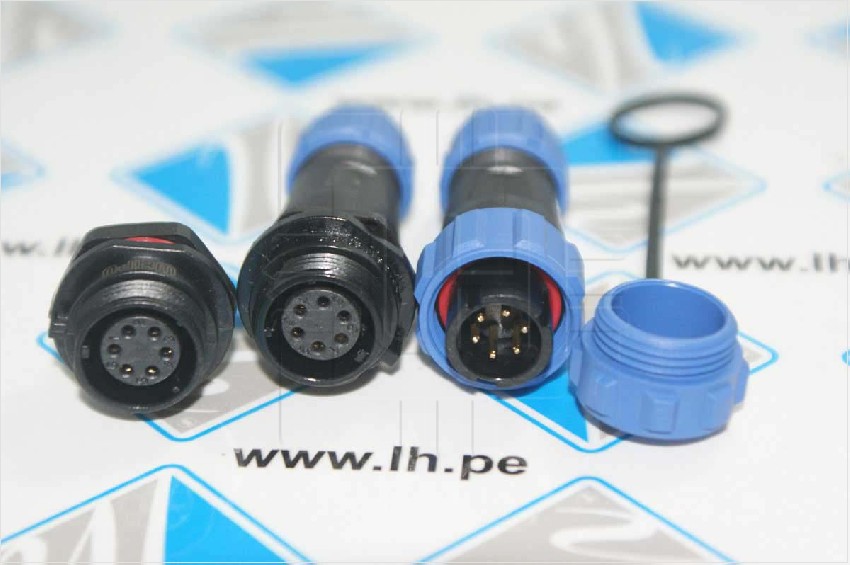 SP1311/S6IN SP1310/P6IN SP1312/S6 SP1310 CAP I            Jgo. conector de macho aéreo y hembra chasis, SP13, 6 Pines, + tapa