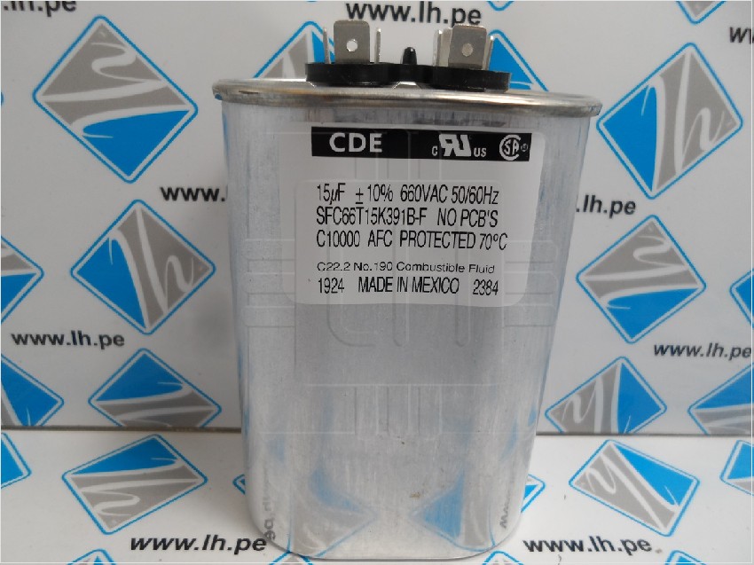 SFC66T15K391B-F             Capacitor de inicio y de funcionamiento del motor 15uF, 660V