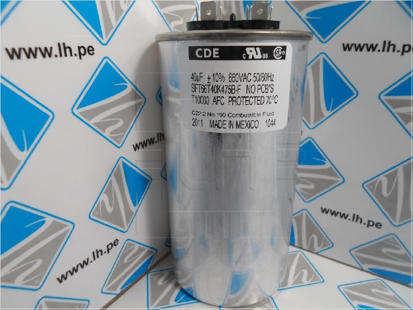 SFT66T40K475B-F         Capacitor de inicio y de funcionamiento del motor 40uF, 660V