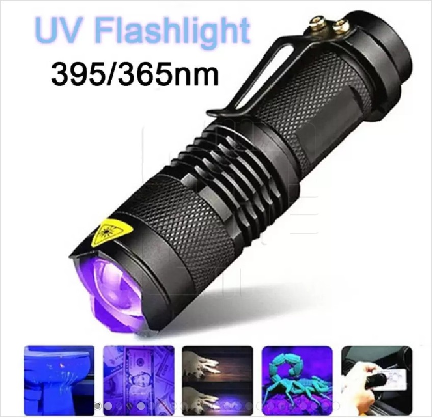 SK68 UV365 Táctica        Linterna táctica de luz UV de 365nm, luz negra uv, LED, portátil, mini detector de antorcha de mano para orine de: mascota de 370nm, identificación anti falsificación, curado de resina