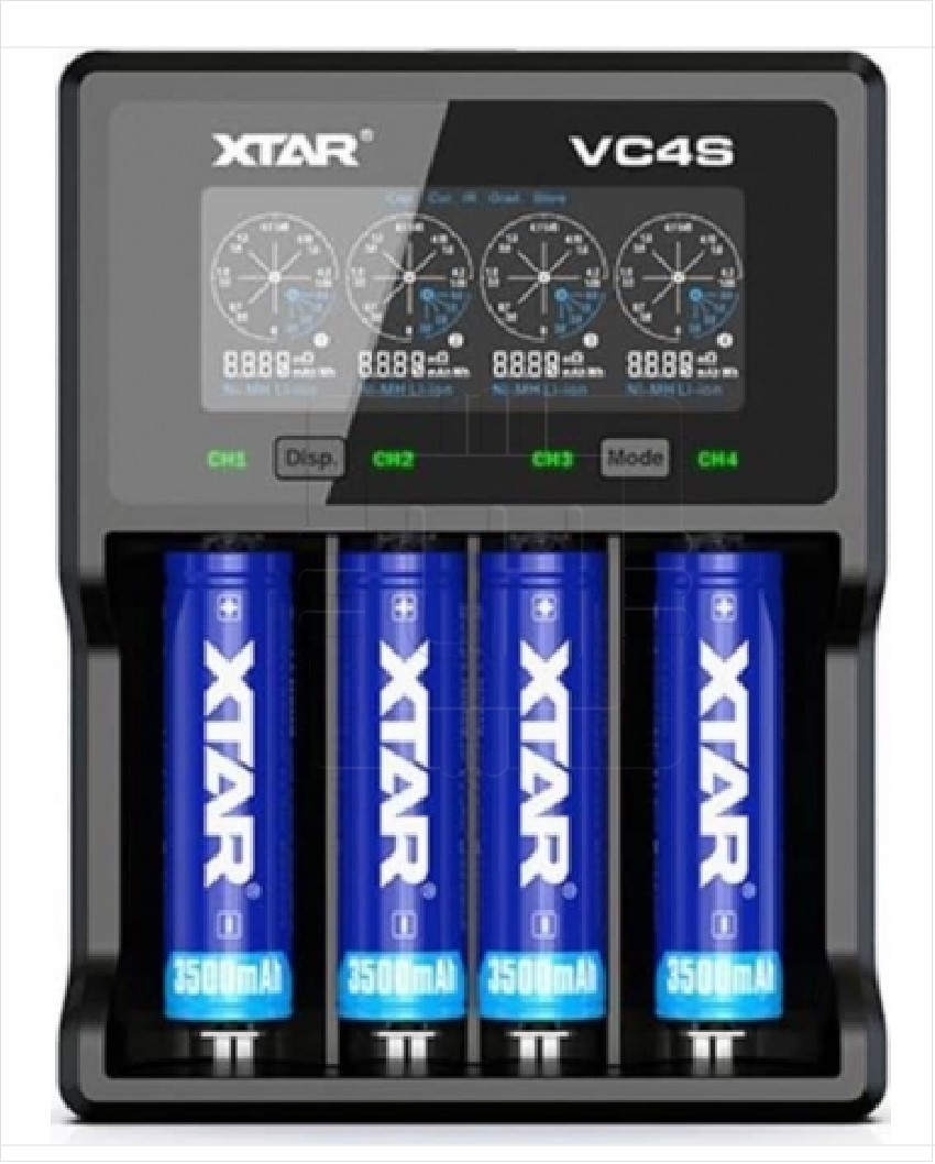 2 VC4S XTAR              Cargador de microprocesador, Li-Ion, Ni-MH, 1.2/3.6/3,7V, 5VDC, XTAR