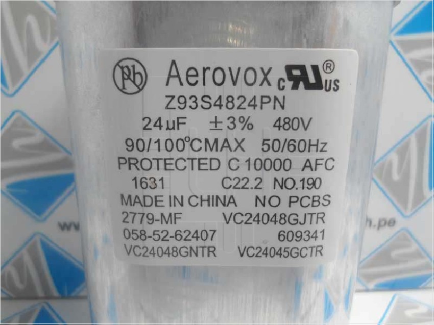 Z93S4824MO7A3 = Z93S4824PN    Capacitor Metalizado 24uF, 480V, 3%