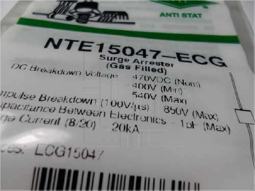 NTE15047-ECG GAS FILLED SURGE ARRESTER 470VDC 20 AMP AXIAL LEAD